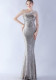 Luxury Sequin Slash shoulder Sleeveless Mermaid Plus Size Formal Party Evening Dress