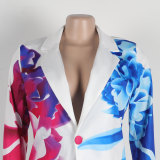 Sexy Plus size suit printed blazer shorts set