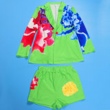 Sexy Plus size suit printed blazer shorts set