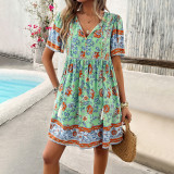 Women Spring/Summer Casual Holidays Printed Short Sleeve Dress