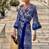 Spring Summer Women's Fashion Chic Printed Bohemian Maxi Dress