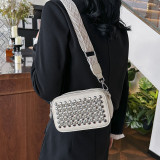 Popular Bags Fashion Rivets Trendy Women's Wide Shoulder Strap Crossbody Square Bag
