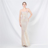 luxury sequins beaded long evening dress
