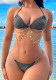 Women Low Back Solid Color Bikini Lace-Up Sexy Swimsuit