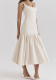 Summer Round Neck Sleeveless Solid Color Pleated Slim Dress
