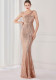 Luxury Sequin Slash shoulder Sleeveless Mermaid Plus Size Formal Party Evening Dress