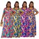 Plus Size Women Bohemian Beach Tie Dye Casual Slit Short Sleeve Maxi Dress