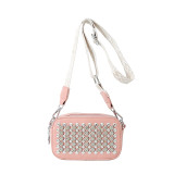 Popular Bags Fashion Rivets Trendy Women's Wide Shoulder Strap Crossbody Square Bag
