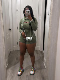 Women long sleeve Hood top and Rompers two piece set