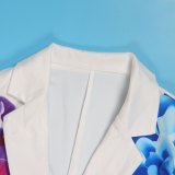 Sexy Plus size suit printed blazer shorts set