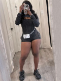 Women long sleeve Hood top and Rompers two piece set