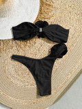 Women 3D Flower Bikini Strapless Sexy Swimwear Two Pieces