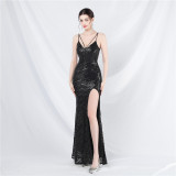 Women suspender strapless sequined evening dress