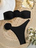 Women 3D Flower Bikini Strapless Sexy Swimwear Two Pieces
