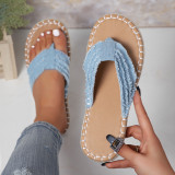 Women hemp rope flip-flops comfortable flat canvas slippers