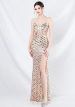 Women suspender strapless sequined evening dress Women suspender strapless sequined evening dress