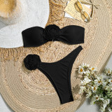 Women 3D Flower Bikini Strapless Sexy Swimwear Two Pieces