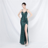 Women suspender strapless sequined evening dress