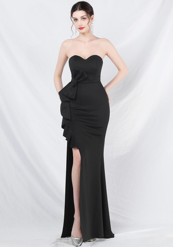 Women Bridesmaid Welcome Strapless Maxi Evening Dress