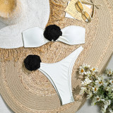 Women 3D Flower Bikini Strapless Sexy Swimwear Two Pieces