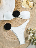 Women 3D Flower Bikini Strapless Sexy Swimwear Two Pieces