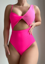 Stylish Contrasting Color Patchwork Sexy Hollow Fashion One-Piece Swimsuit