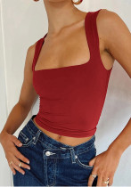 Women's Casual Solid Color Tight Fitting Double Layer Streetwear Basic Tank Top