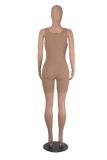Women Solid Casual Knitting V neck Sleeveless Jumpsuit
