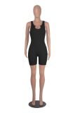 Women Solid Casual Knitting V neck Sleeveless Jumpsuit