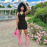 Women Pin Sleeveless Bodycon Dress