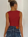 Women's Casual Solid Color Tight Fitting Double Layer Streetwear Basic Tank Top