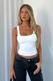Women's Casual Solid Color Tight Fitting Double Layer Streetwear Basic Tank Top