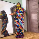 Sexy Printed Wide Leg Zip Loose Jumpsuit
