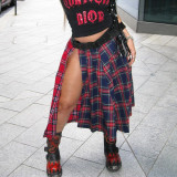 Patchwork Contrast Plaid Women's Skirt
