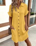 Summer V-Neck Button Dress
