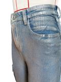 Women Hot Silver Stretch Denim Cargo Pant