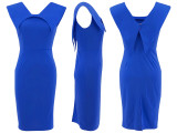 Women's Office Dress Sleeveless Square Neck Back Zipper Slit Dress