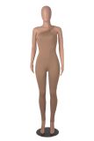 Quick-Drying Ribbed Yoga Jumpsuit One-Piece Sleeveless Stretch Tight Fitting Romper