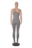 Quick-Drying Ribbed Yoga Jumpsuit One-Piece Sleeveless Stretch Tight Fitting Romper