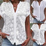 Summer Casual V-Neck Solid Color Shirt