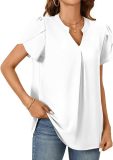 Women summer v-neck petal sleeve shirt