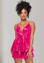 Women Sleeveless Backless Sequin Camisole Jumpsuit