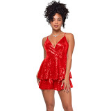 Women Sleeveless Backless Sequin Camisole Jumpsuit