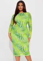 Plus Size Women Long Sleeve Slit Half Turtleneck Dress