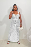 Summer Women Tethered Mesh Knitting Beach Maxi Dress
