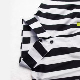 Plus Size Women Summer Striped Printed Short Sleeve Loose Casual Shirt Dress