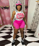 Women's sexy Lace See-Through bow shorts sleeveless vest two-piece set