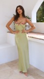 Women suspender lace satin French Bodycon dress