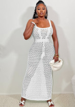 Summer Women Tethered Mesh Knitting Beach Maxi Dress