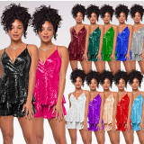 Women Sleeveless Backless Sequin Camisole Jumpsuit